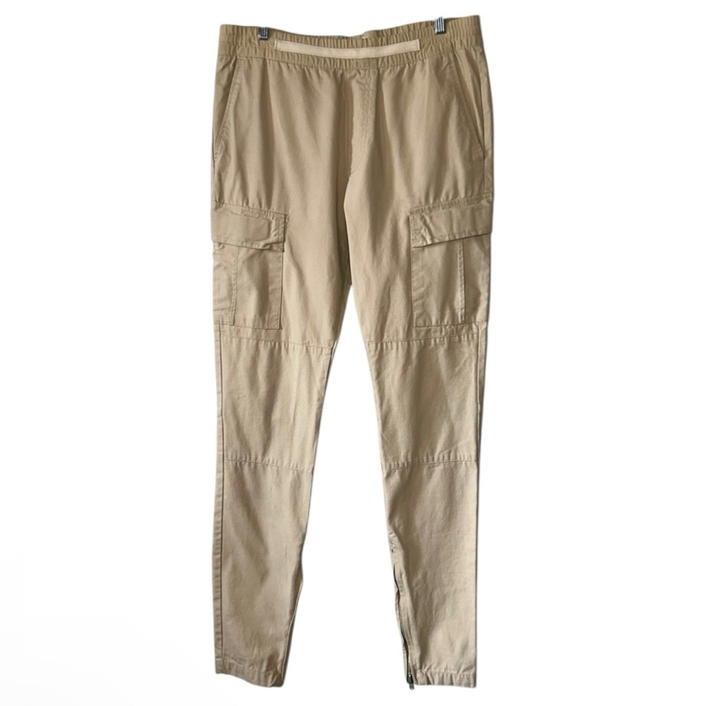 Fear of God Men’s Khaki Elastic Waist Pull On Zip Ankle Joggers- Size Medium